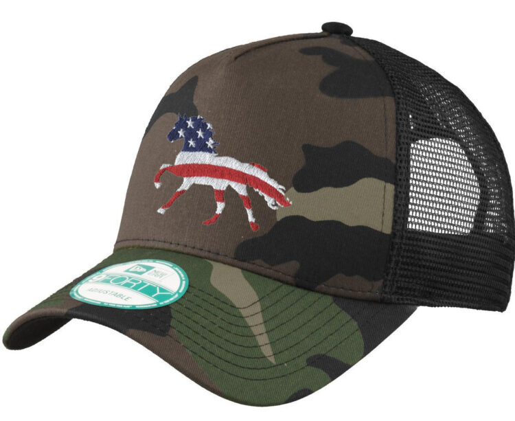 horse trucker ball cap - camo usa flag