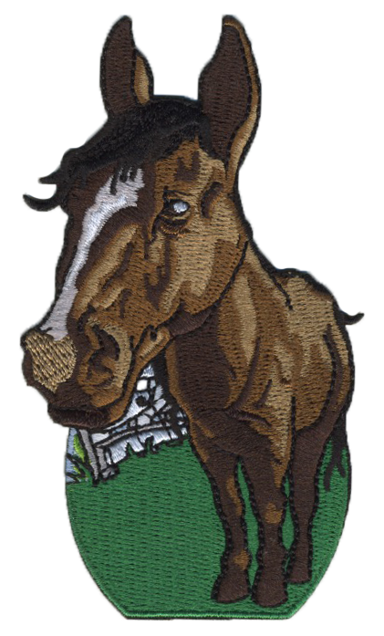 horse embroidered patch - on farm
