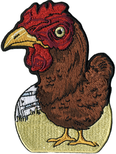 chicken on farm embroidered patch