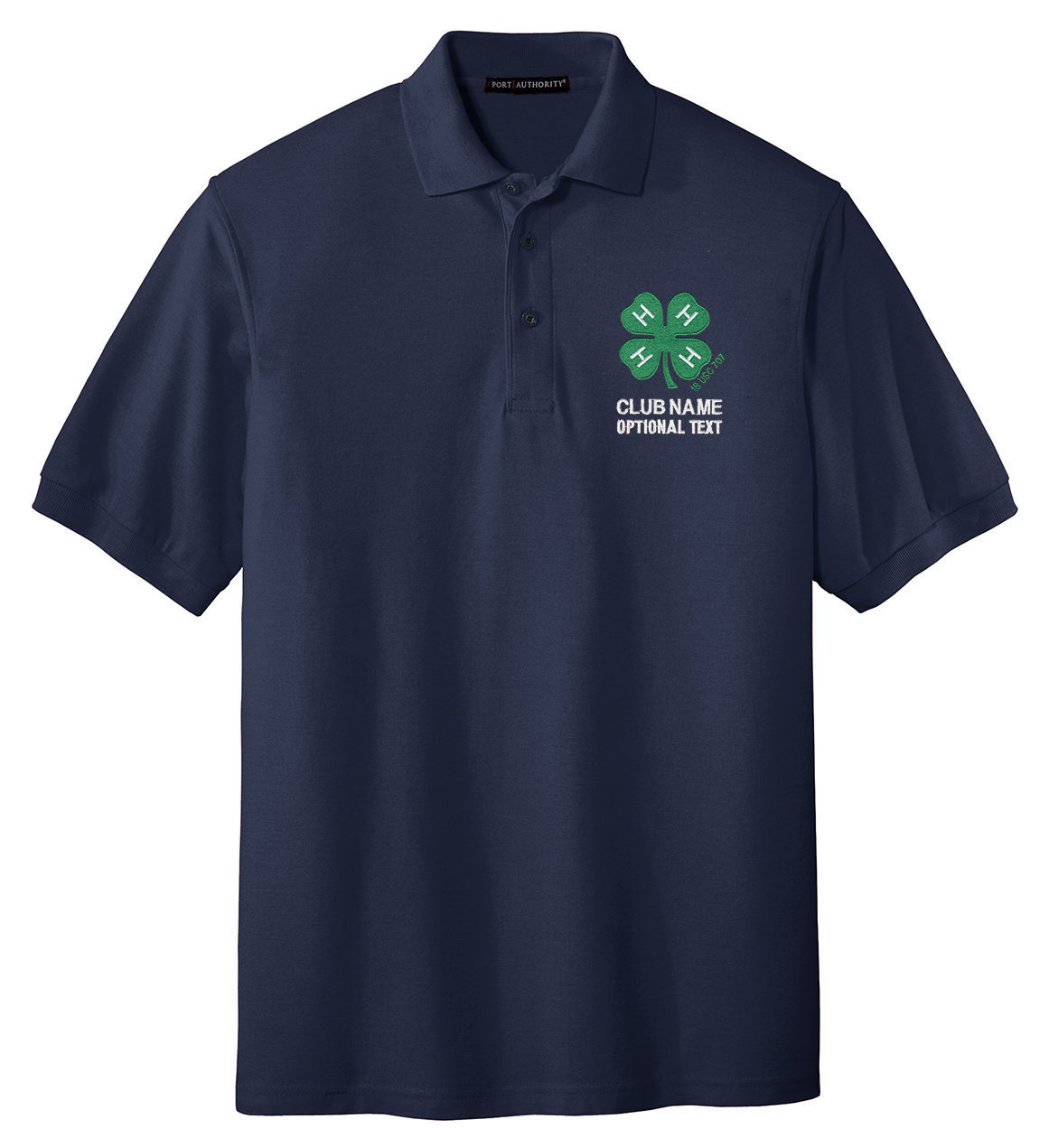 4-H Logo Embroidered Men's Polo - Navy, Large