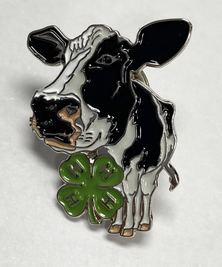 4-H lapel pin - dairy cow and 4-H logo